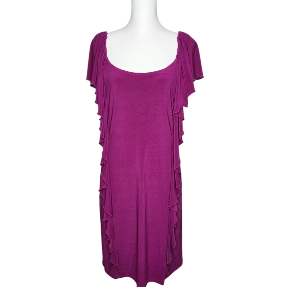 Joseph Ribkoff Ruffle Sleeveless Dress Wildberry‎ Size 10